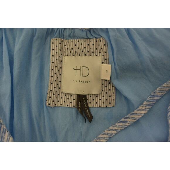 HD in Paris Anthropologie Dayflower Off Shoulder Mini Dress SP Blue White - Picture 6 of 7